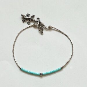 Southwestern Liquid Sterling Turquoise Lizard Charm Bracelet